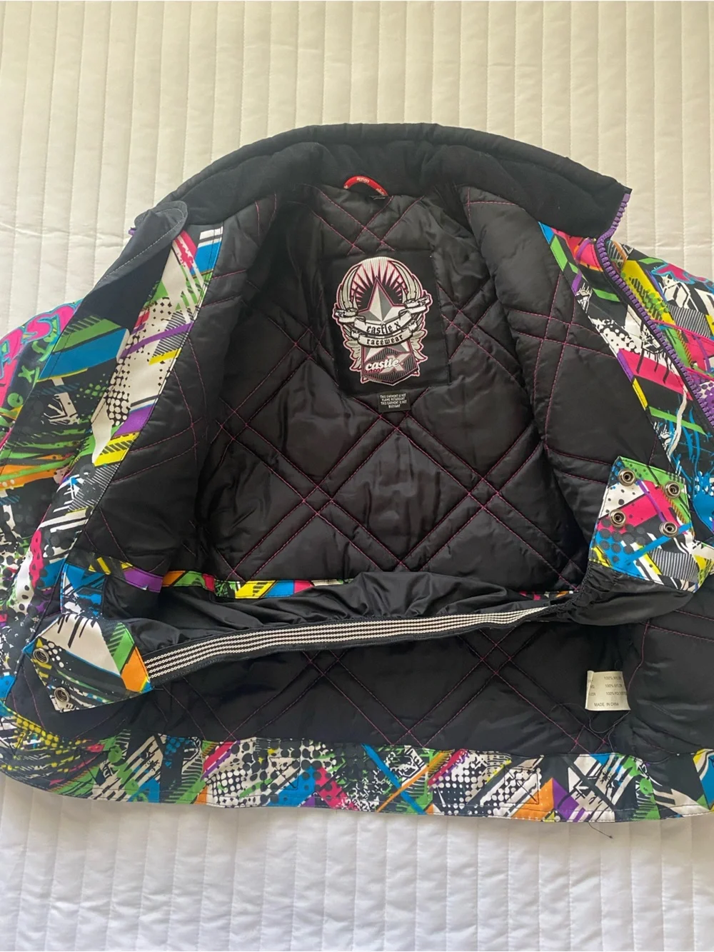 Castle X Racewear Kid's Multicolor Snowmobiling Coat - Bold Geometric Print